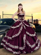 Nice Purple Lace Up 15 Quinceanera Dress Embroidery and Ruffled Layers Sleeveless