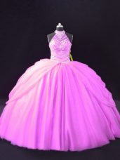Top Selling Sleeveless Lace Up Floor Length Beading and Pick Ups Quinceanera Gown