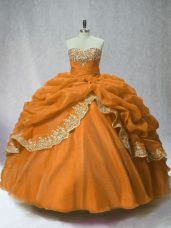 Brown Sweetheart Neckline Beading and Appliques and Pick Ups Quinceanera Dress Sleeveless Lace Up