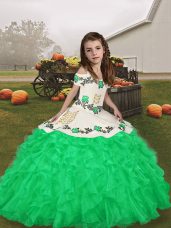 Eye-catching Sleeveless Embroidery and Ruffles Lace Up Pageant Dress Womens