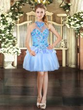 Vintage Sleeveless Lace Up Mini Length Embroidery Dress for Prom
