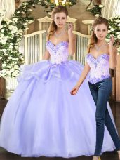 Pretty Floor Length Ball Gowns Sleeveless Lavender Vestidos de Quinceanera Lace Up