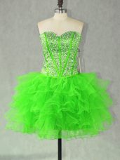Suitable Sleeveless Beading and Ruffles Lace Up