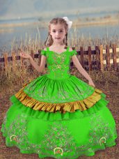 Elegant Off The Shoulder Lace Up Beading and Embroidery Little Girls Pageant Dress Wholesale Sleeveless