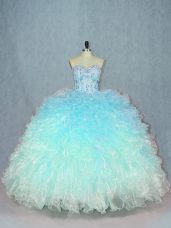 Luxurious Sleeveless Beading and Ruffles Lace Up Sweet 16 Dress with Multi-color