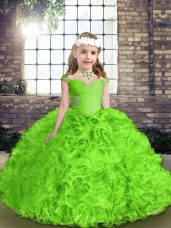 Unique Sleeveless Beading and Ruffles Lace Up Pageant Dresses