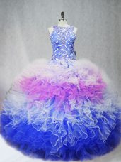 Affordable Tulle Sleeveless Sweet 16 Quinceanera Dress and Beading and Ruffles