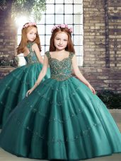 Latest Sleeveless Beading Lace Up Little Girls Pageant Dress Wholesale