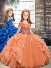 Low Price Sleeveless Beading and Ruffles Lace Up Little Girl Pageant Dress