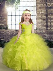 Top Selling Organza Sleeveless Floor Length Glitz Pageant Dress and Beading and Ruffles