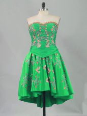 Sweet Green Prom Party Dress Prom and Party and Military Ball with Embroidery Sweetheart Sleeveless Lace Up