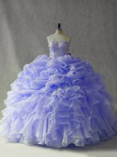 Lavender Ball Gown Prom Dress Strapless Sleeveless Brush Train Lace Up