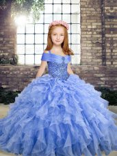 Attractive Organza Sleeveless Floor Length Child Pageant Dress and Beading and Ruffles