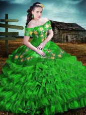 Fantastic Floor Length Ball Gowns Sleeveless Green Quinceanera Gowns Lace Up