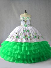 Fine Green Sleeveless Organza Lace Up 15th Birthday Dress for Sweet 16 and Quinceanera
