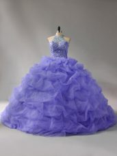 Ball Gowns Sleeveless Lavender Ball Gown Prom Dress Court Train Lace Up