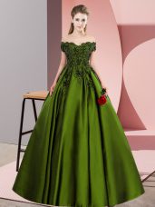 Lace Ball Gown Prom Dress Olive Green Zipper Sleeveless Floor Length