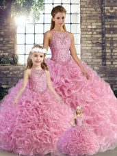 Wonderful Sleeveless Lace Up Floor Length Beading 15th Birthday Dress