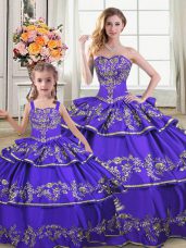 Customized Floor Length Ball Gowns Sleeveless Purple Sweet 16 Dresses Lace Up