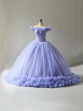 Sophisticated Ball Gowns Sleeveless Lavender Quinceanera Dresses Court Train Lace Up