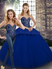 Sweetheart Sleeveless Lace Up Sweet 16 Quinceanera Dress Royal Blue Tulle
