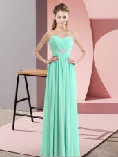 Extravagant Apple Green Zipper Sweetheart Beading Prom Dresses Chiffon Sleeveless