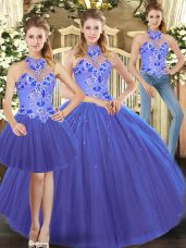 Flirting Sleeveless Lace Up Floor Length Embroidery Sweet 16 Quinceanera Dress
