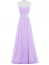 Hot Selling Floor Length Empire Sleeveless Lavender Prom Dress Backless