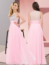 Classical Baby Pink Scoop Neckline Beading Court Dresses for Sweet 16 Sleeveless Side Zipper