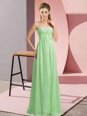 Discount Apple Green Sleeveless Floor Length Beading Lace Up Prom Dresses