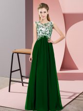 Floor Length Empire Sleeveless Dark Green Bridesmaid Dresses Zipper