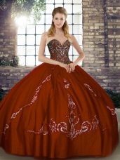 Floor Length Brown Quinceanera Gown Sweetheart Sleeveless Lace Up