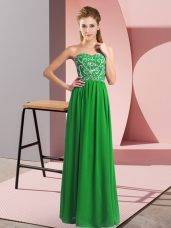 Pretty Sweetheart Sleeveless Prom Party Dress Floor Length Beading Green Chiffon