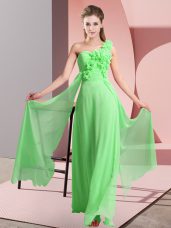 Sleeveless Chiffon Floor Length Lace Up Court Dresses for Sweet 16 in with Hand Made Flower
