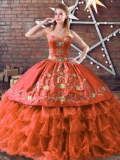Floor Length Ball Gowns Sleeveless Rust Red Sweet 16 Quinceanera Dress Lace Up