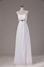 Sleeveless Lace Up Floor Length Beading Wedding Gown