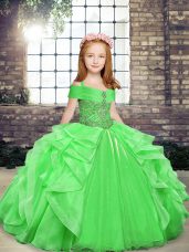 Hot Sale Sleeveless Organza Lace Up Kids Formal Wear for Party and Wedding Party