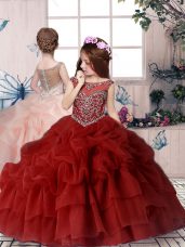 Sleeveless Beading and Pick Ups Lace Up Little Girls Pageant Dress Wholesale