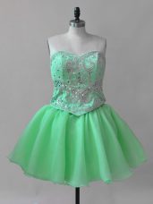 Fitting Sleeveless Lace Up Mini Length Beading Prom Party Dress