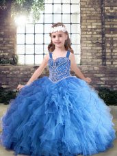 Fancy Sleeveless Beading and Ruffles Lace Up Pageant Dress Toddler