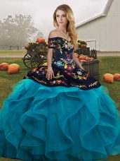 Superior Floor Length Ball Gowns Sleeveless Teal Quince Ball Gowns Lace Up