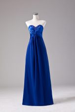 Royal Blue Sleeveless Chiffon Lace Up Evening Dress for Prom and Party