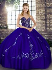 On Sale Purple Sleeveless Tulle Lace Up Ball Gown Prom Dress for Military Ball and Sweet 16 and Quinceanera