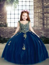 Lovely Sleeveless Appliques Lace Up Little Girls Pageant Gowns