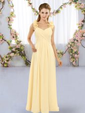 Cute Straps Sleeveless Chiffon Wedding Guest Dresses Hand Made Flower Lace Up