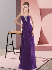 Shining Purple Prom and Party with Beading Sweetheart Sleeveless Zipper
