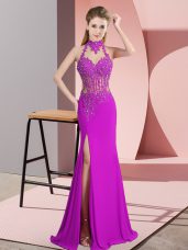 Chiffon Sleeveless Floor Length Prom Dress and Lace and Appliques