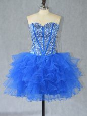 Exquisite Organza Sleeveless Mini Length Party Dress for Toddlers and Beading and Ruffles