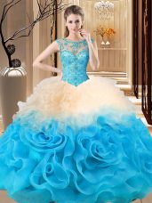 Noble Floor Length Multi-color Quinceanera Dresses Scoop Sleeveless Lace Up
