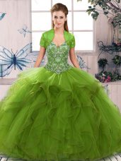 Beauteous Tulle Sleeveless Floor Length Quinceanera Dress and Beading and Ruffles